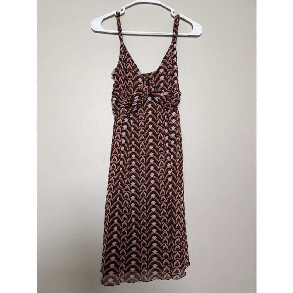 Mixit Pink and Brown Knotted-Front Midi Dress - Picture 4 of 10